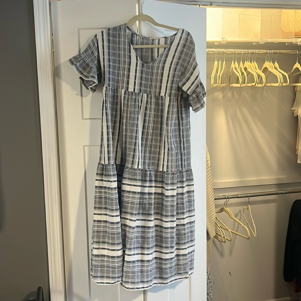 Grey striped world market dress
